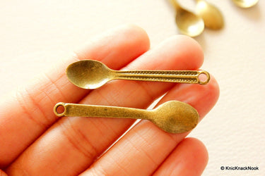 3 x Huge Bronze Tone Cutlery Charms Spoon, Knife and Fork